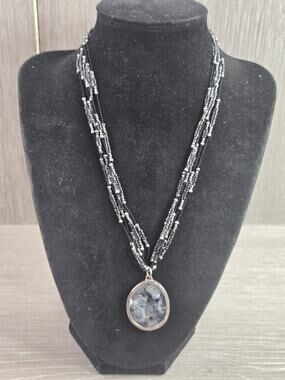 Retired Silpada "Stormy Night" #N1895 Sterling Chalcedony Necklace